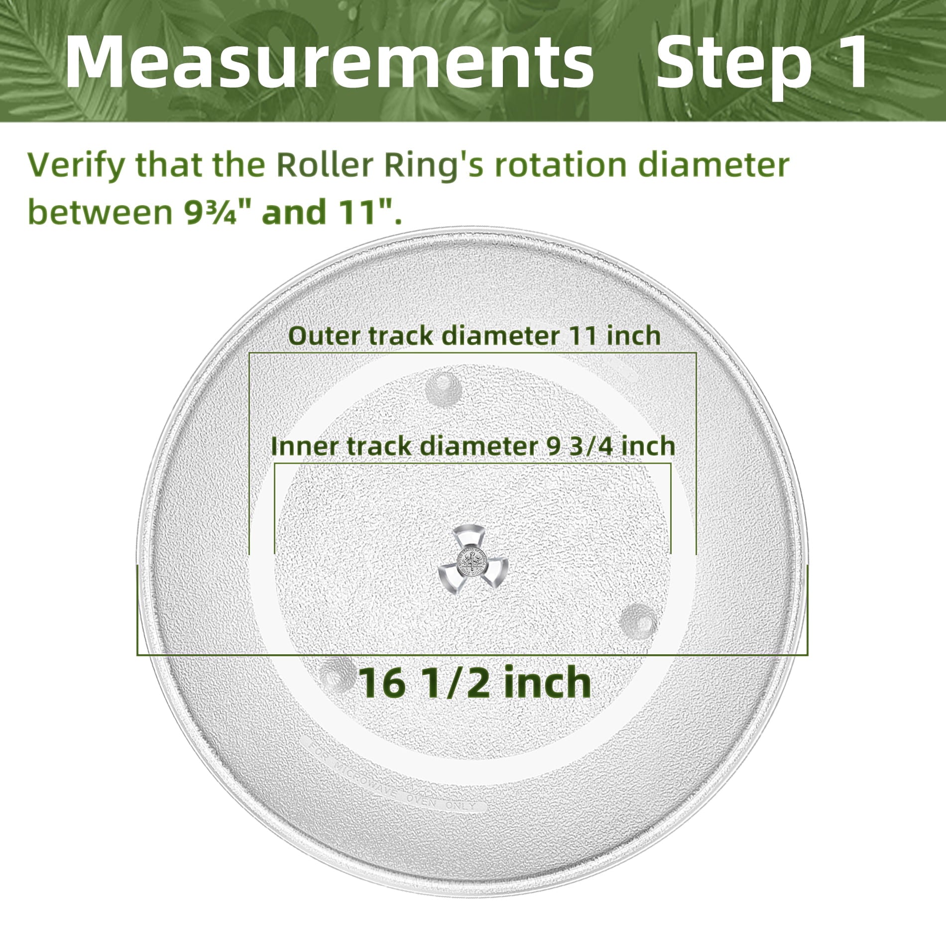 Gemroom 16.5" Microwave Turntable Plate Compatible with Panasonic A06014M00AP F06014M00AP, 16 1/2 inch Microwave Glass Plate Replacement for GE WB48X29704 Frigidaire 5304519348 Whirlpool WPW10510836