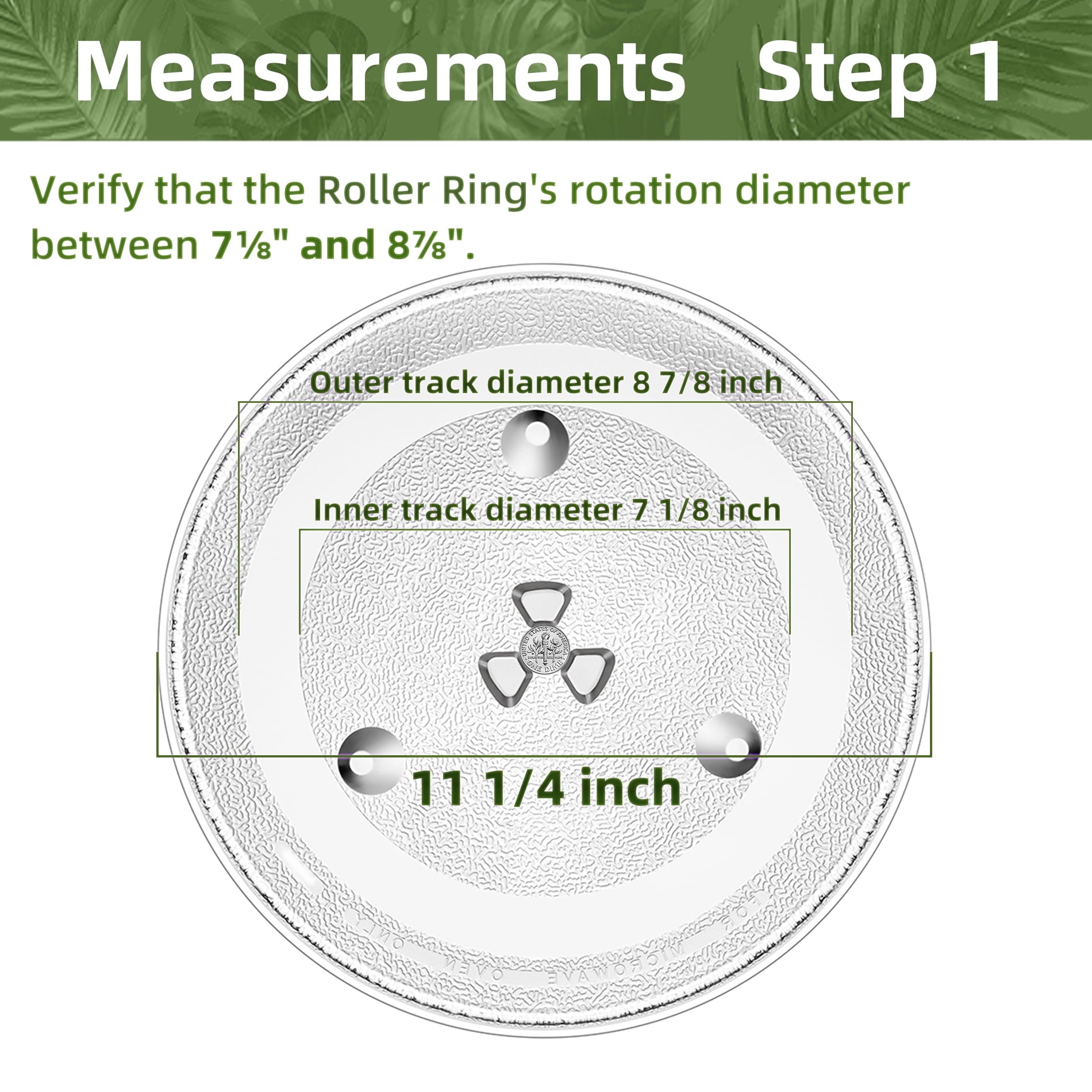Gemroom 11.25" Microwave Turntable Compatible with Whirlpool W11443145 W11401221, 11 1/4 inch Replacement Microwave Glass Plate for WB49X689 3517203500 F06019W00XP 9KC3517203500