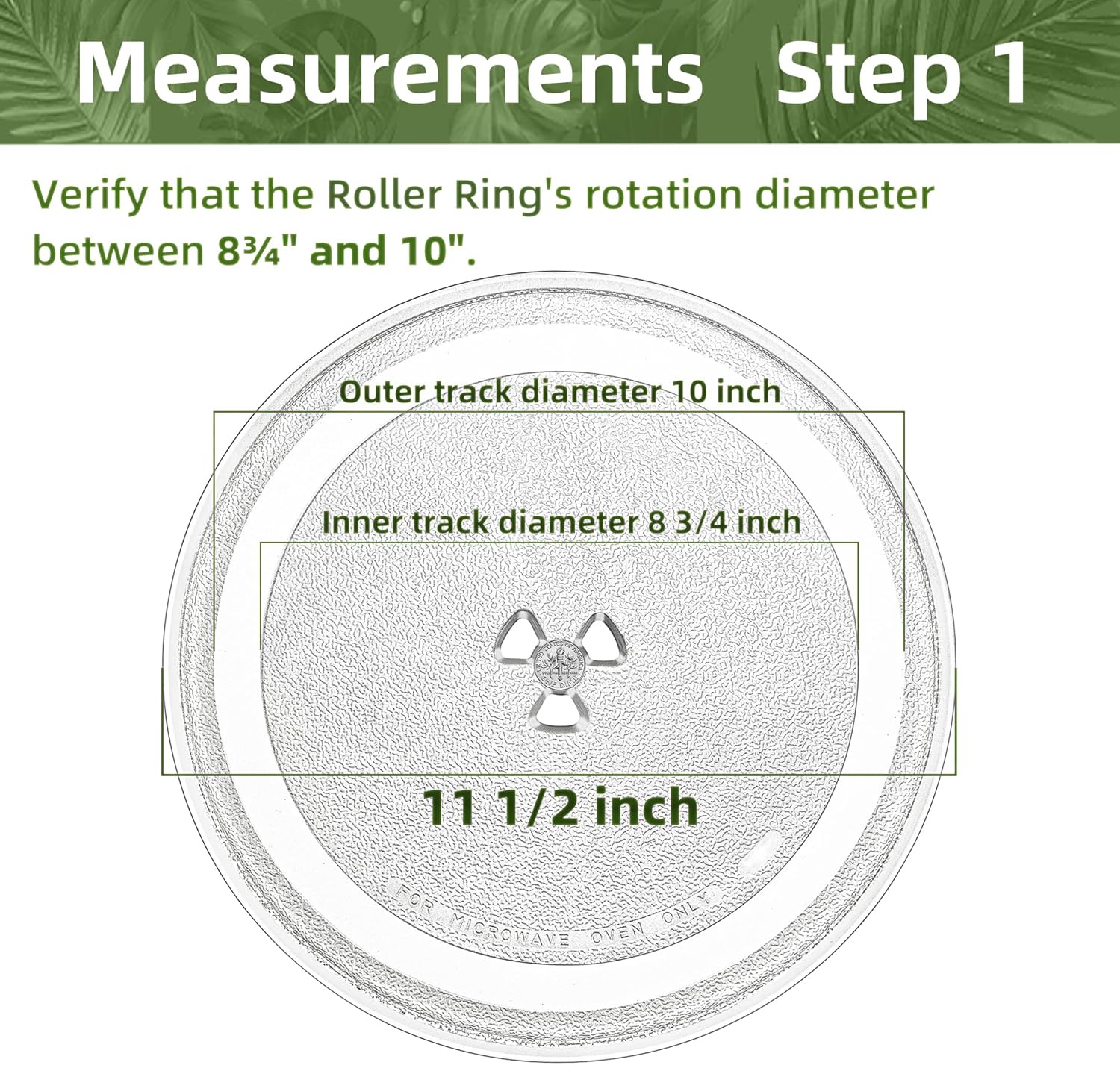 11.5" Microwave Turntable Compatible with Whirlpool W11443145 W11401221, 11 1/2 inch Replacement Microwave Glass Plate for WB49X689 3517203500 F06019W00XP 9KC3517203500