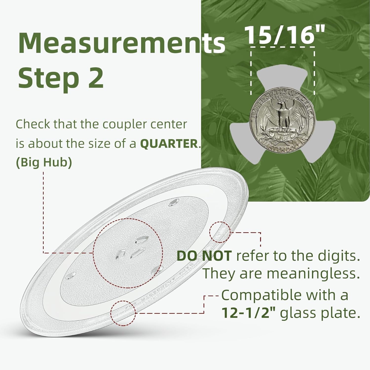 Gemroom 12.5" Microwave Turntable Compatible with Samsung DE74-20015G, 12 1/2 inch Replacement Microwave Glass Plate for GE WB39X10003